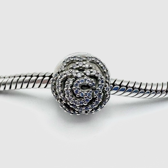 Pandora Sterling Silver Shimmering Rose Clip Charm with Clear Zirconia - Picture 4 of 7
